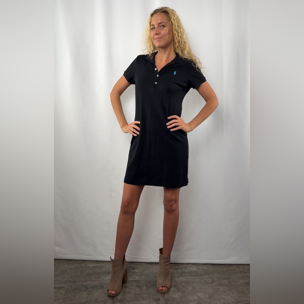 Ralph Lauren Short Sleeve Polo Dress in Black Size Small‎